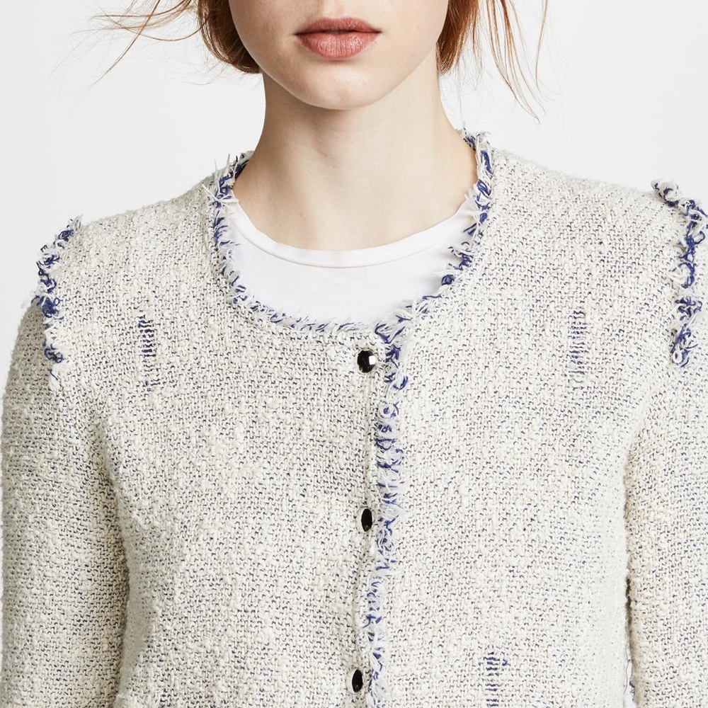 Agnette Tweed Jacket In White Blue - Picture 3 of 6